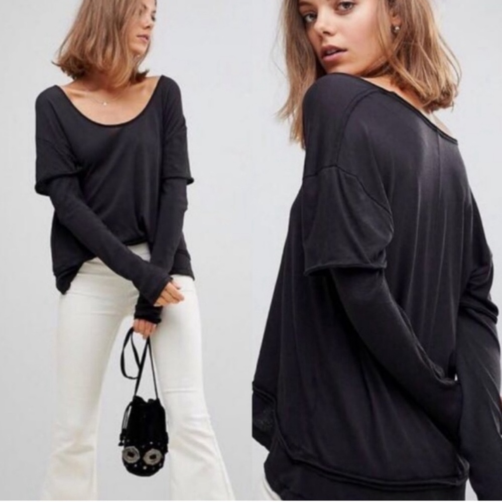 Free People Magic Layered Top black Size Small